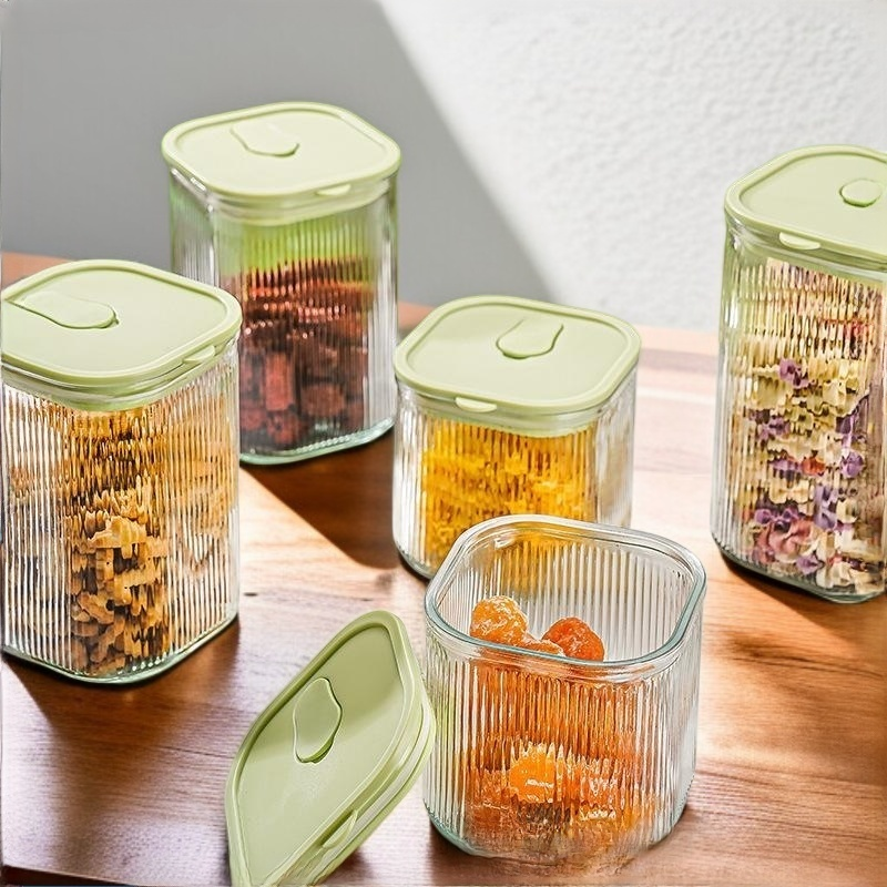 Transparent glass milk powder sealed jar bamboo cover dry goods grain snack glass storage jar kitche