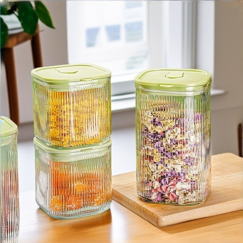 Transparent glass milk powder sealed jar bamboo cover dry goods grain snack glass storage jar kitche