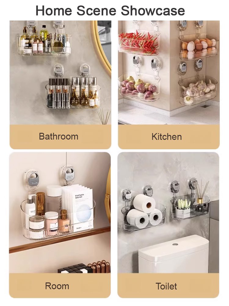 No-punch large suction cup bathroom cosmetic storage box