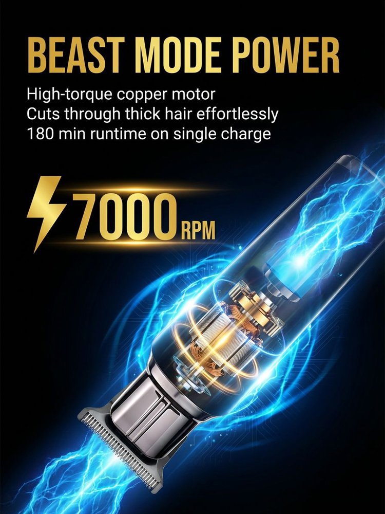 [Silent and non-clamping] Electric hair clipper with engraved pomade head