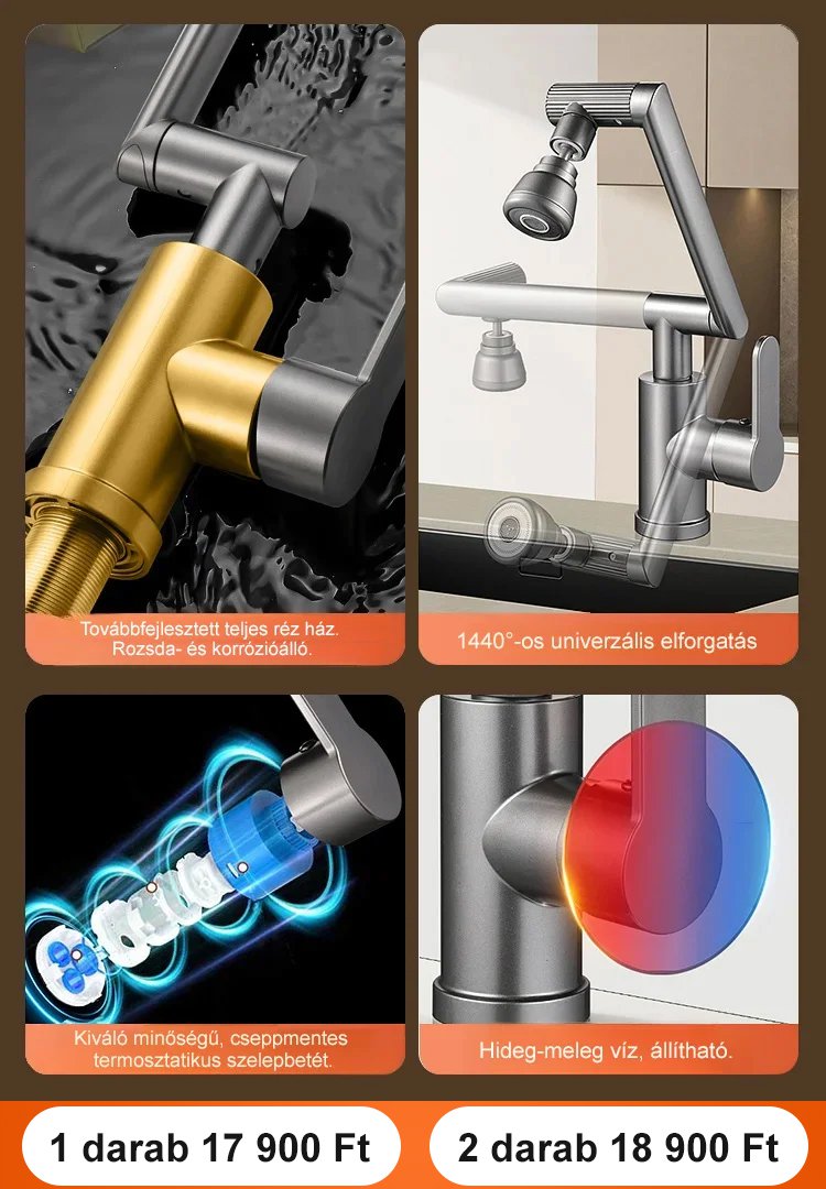 1080°-os forgatható csaptelep