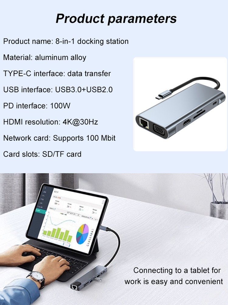 Eight-in-one multi-interface docking station converter
