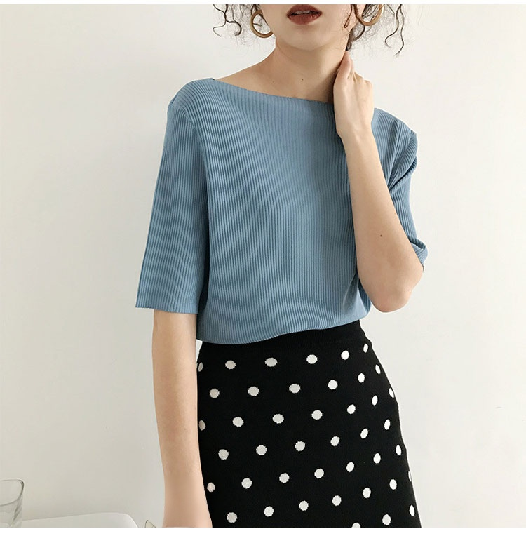 多彩なカラー展開の半袖ニット商品画像