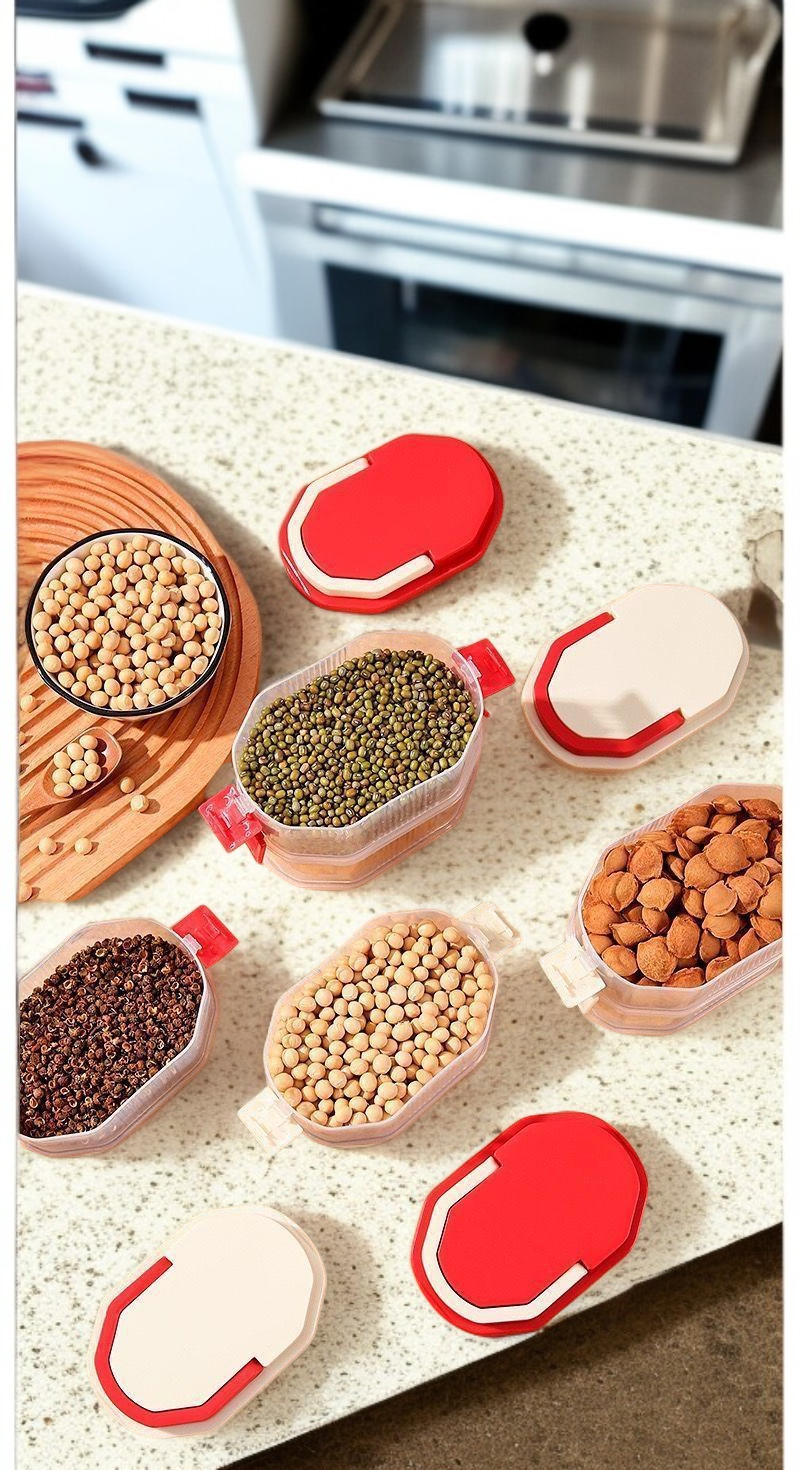 주방 선반 위에 놓인 모던한 향신료 보관함