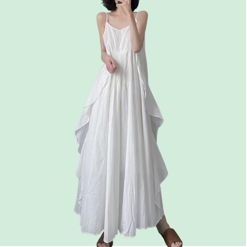 일본 스타일 민소매 슬립 원피스