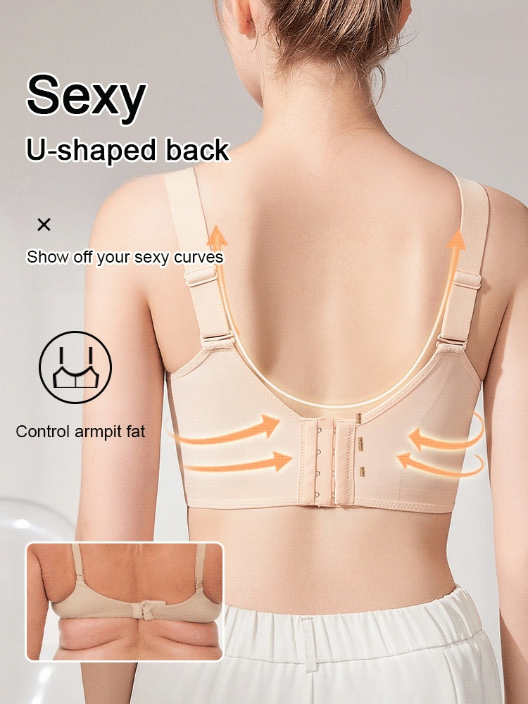 Seamless wire-free full-cup fat-locking bra
