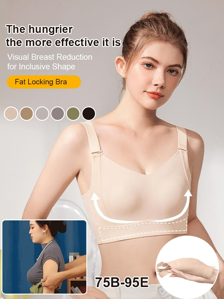 Seamless wire-free full-cup fat-locking bra