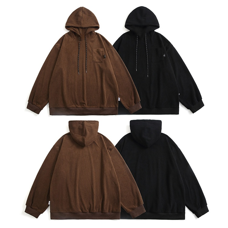 秋トレンド感フード付きメンズパーカー