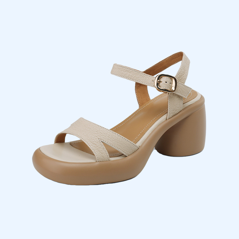 レディース足指露出厚底太ヒールサンダル