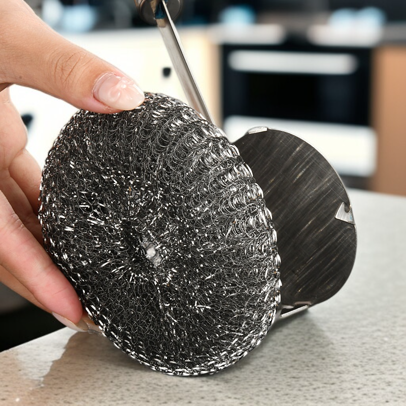 주방 긴 손잡이 냄비 세척 강철 양모