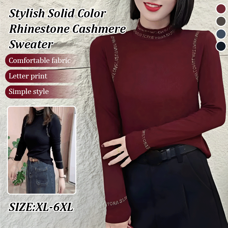 【Autumn New Collection】Elegant Mother Pure Color Rhinestone Cashmere Sweater