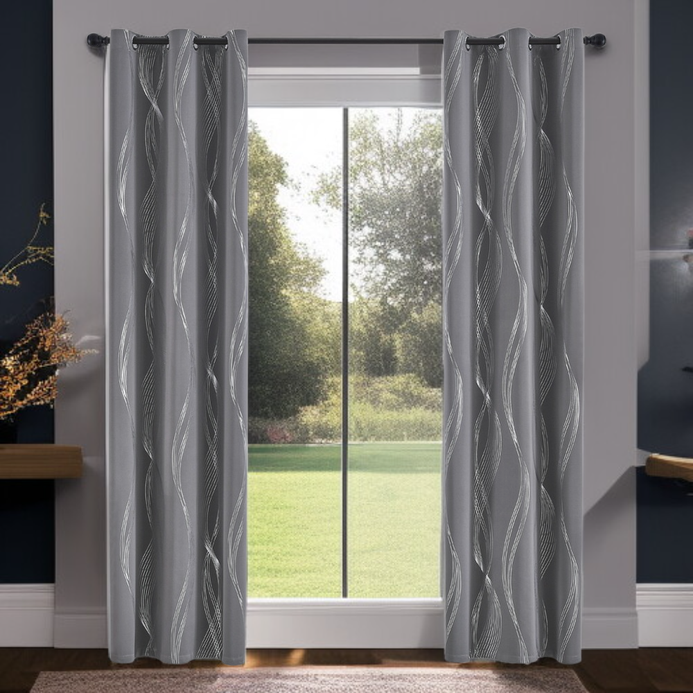 High-precision silver-stamped blackout curtain fabric