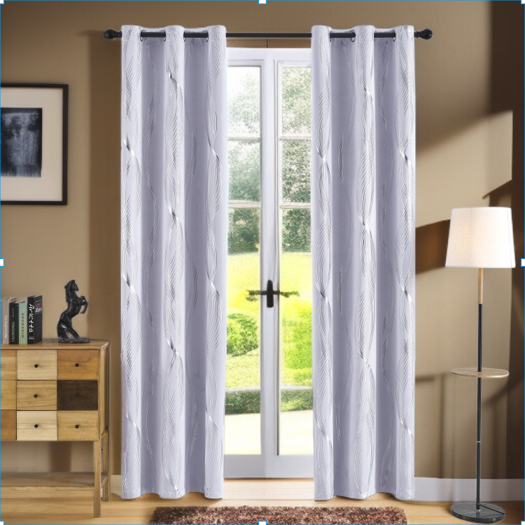 High-precision silver-stamped blackout curtain fabric