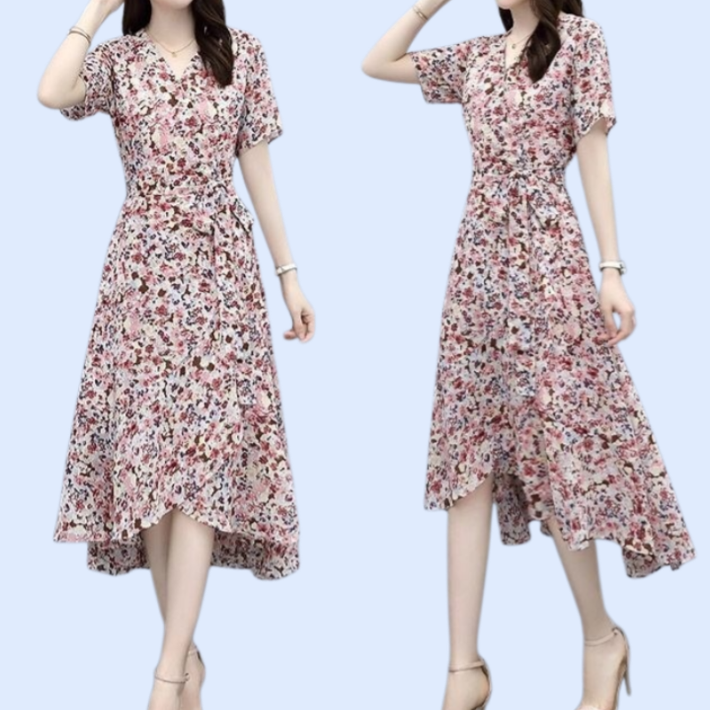 여름 플로럴 롱 드레스 아이스 실크 원피스