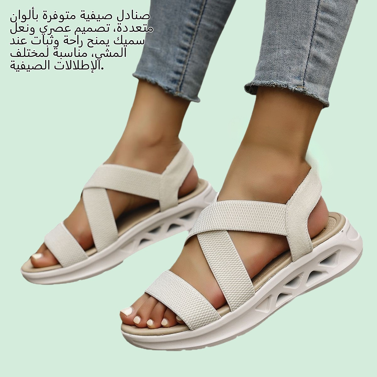 صنادل صيفية بألوان متعددة ونعل سميك