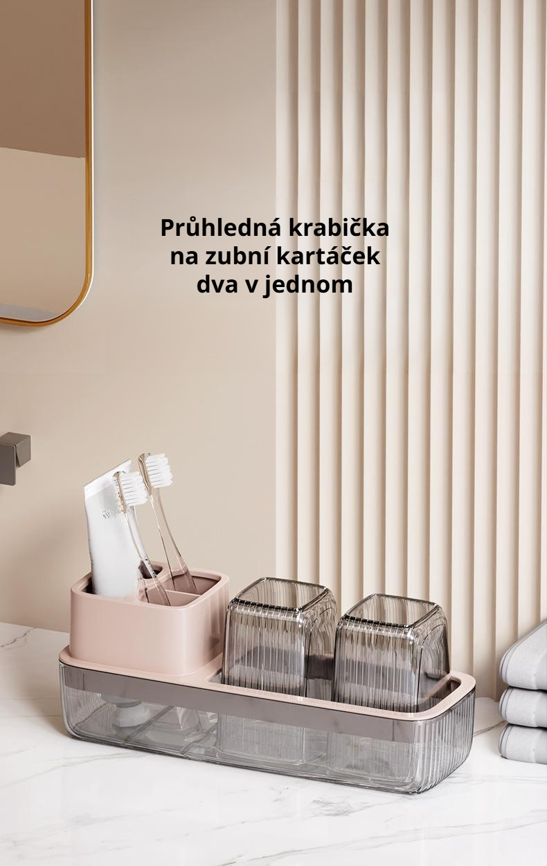 Průhledný držák na zubní kartáčky bez vrtání