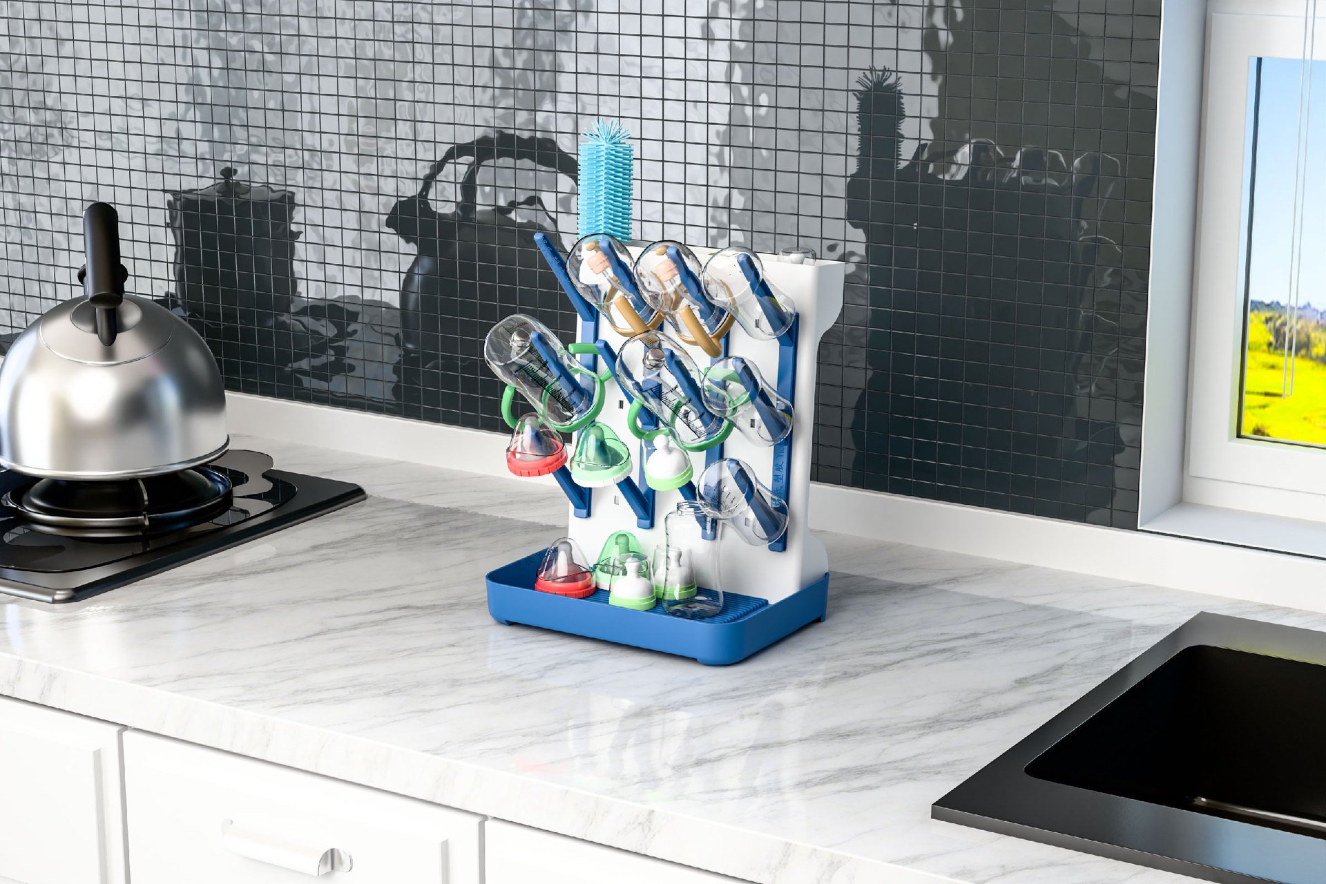 多本数の哺乳瓶を同時に乾燥できるラック