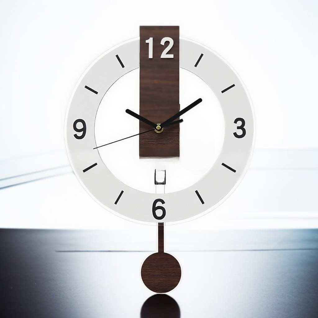 Modern simple wooden structure silent swing clock