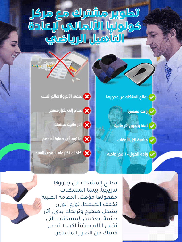 دعامةالكعب الطبية المتطورة لتخفيف الآلام وزيادة الطول اشتري 1 واحصل على 1 مجانا