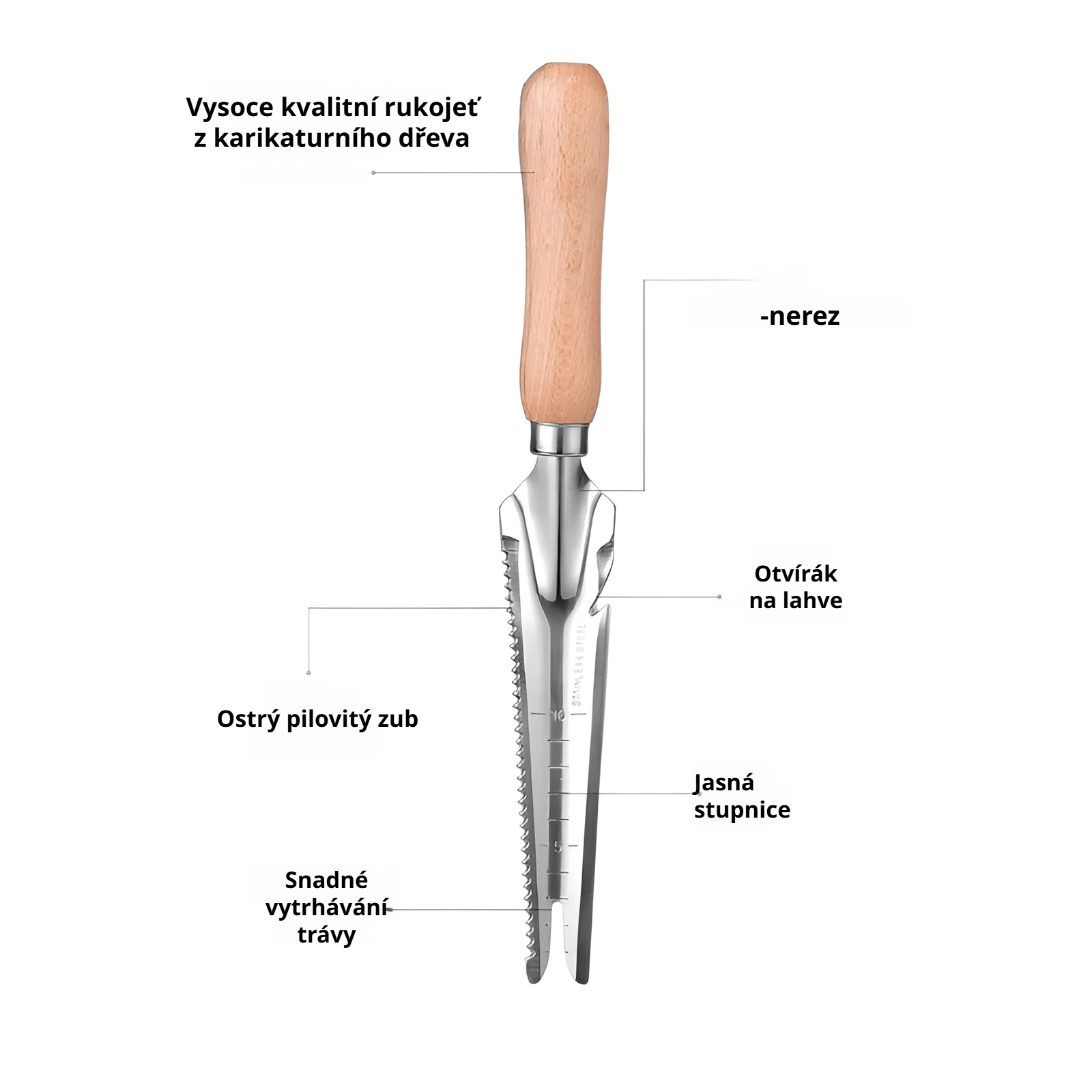 Ergonomická rukojeť ručního nástroje na plevel