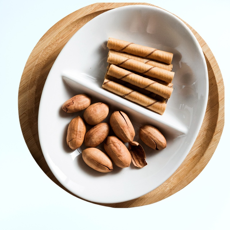 家庭用の複数のコンパートメントを備えた分割された脂肪減少定量食事トレイ、2コンパートメントセラミック食事トレイ