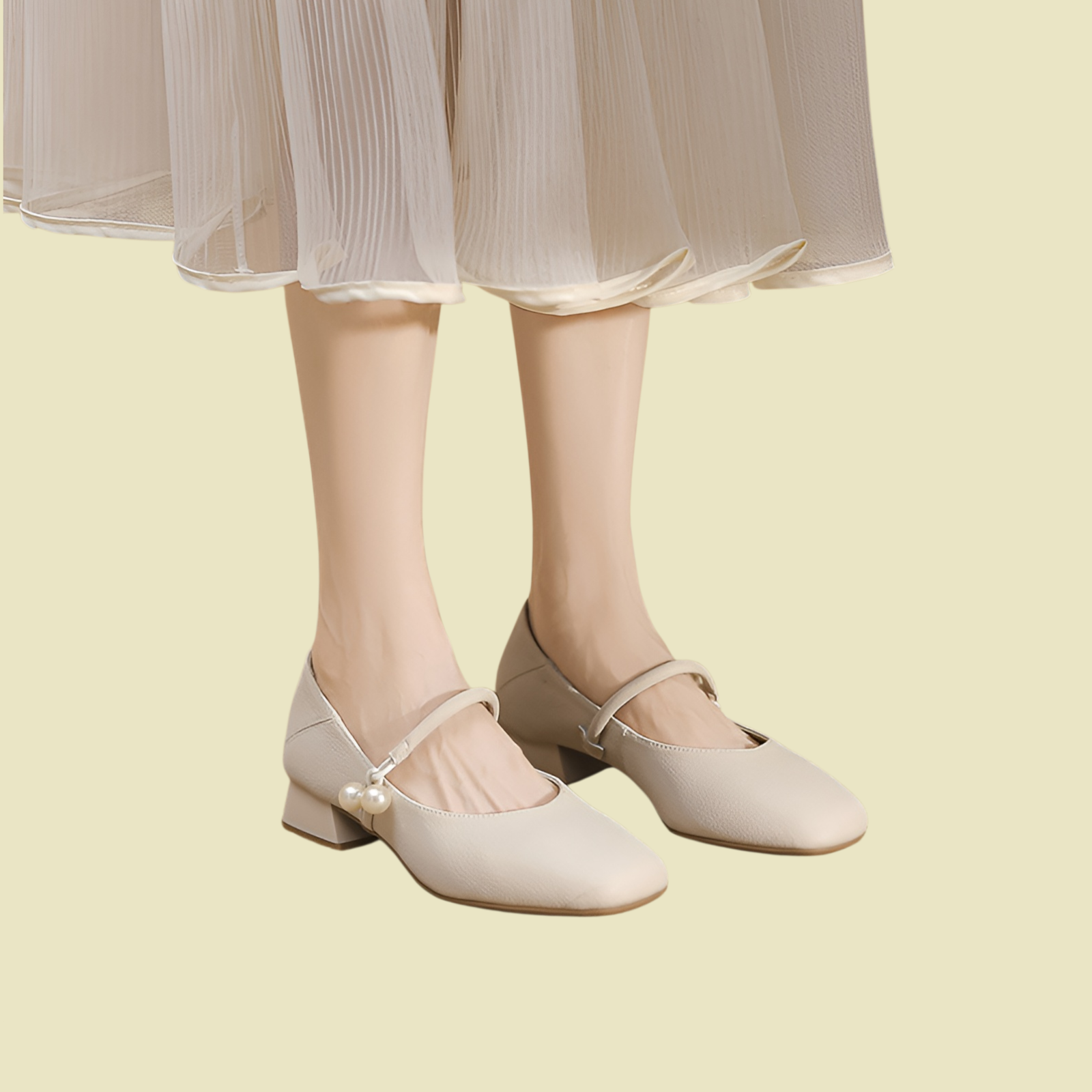 Square toe thick low heel shallow mouth single shoe