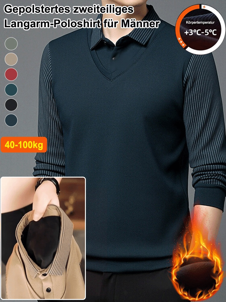 Gepolstertes zweiteiliges Langarm-Poloshirt für Männer