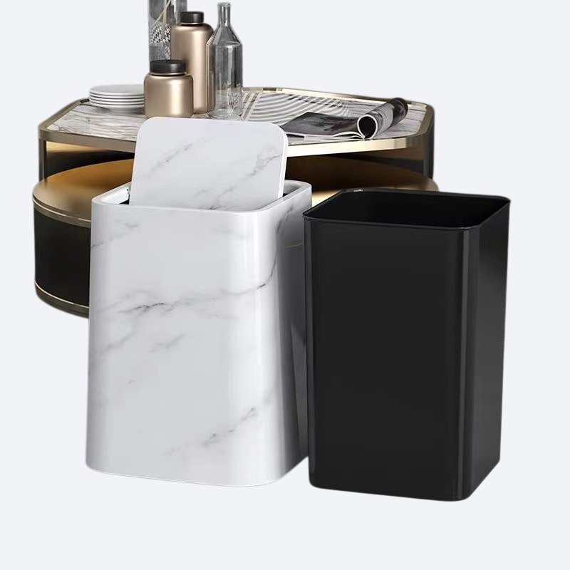 Vintage marble household large capacity covered trash can