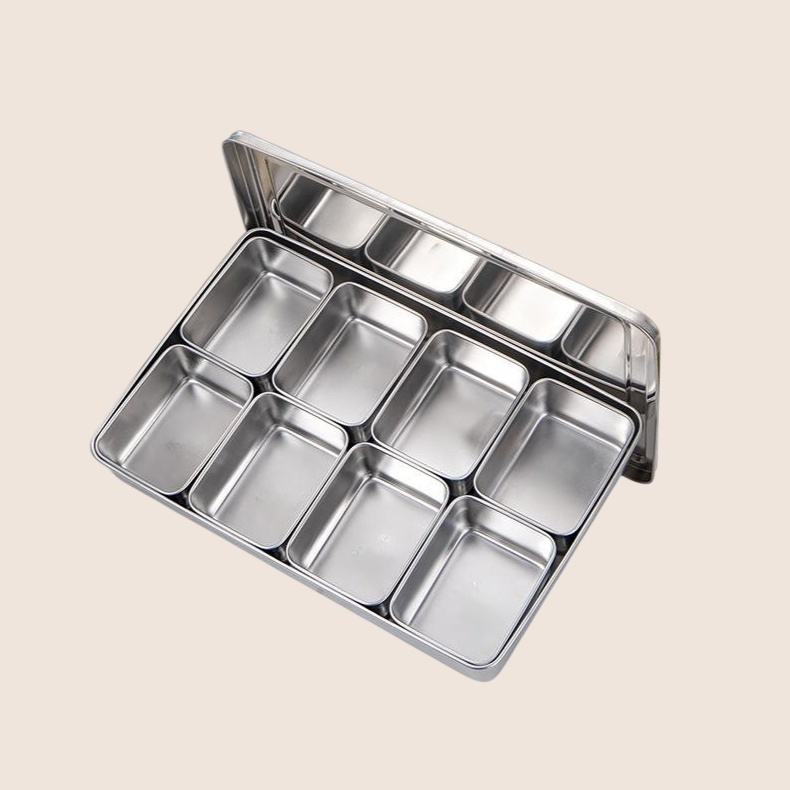 304 covered stainless steel compartment storage box
