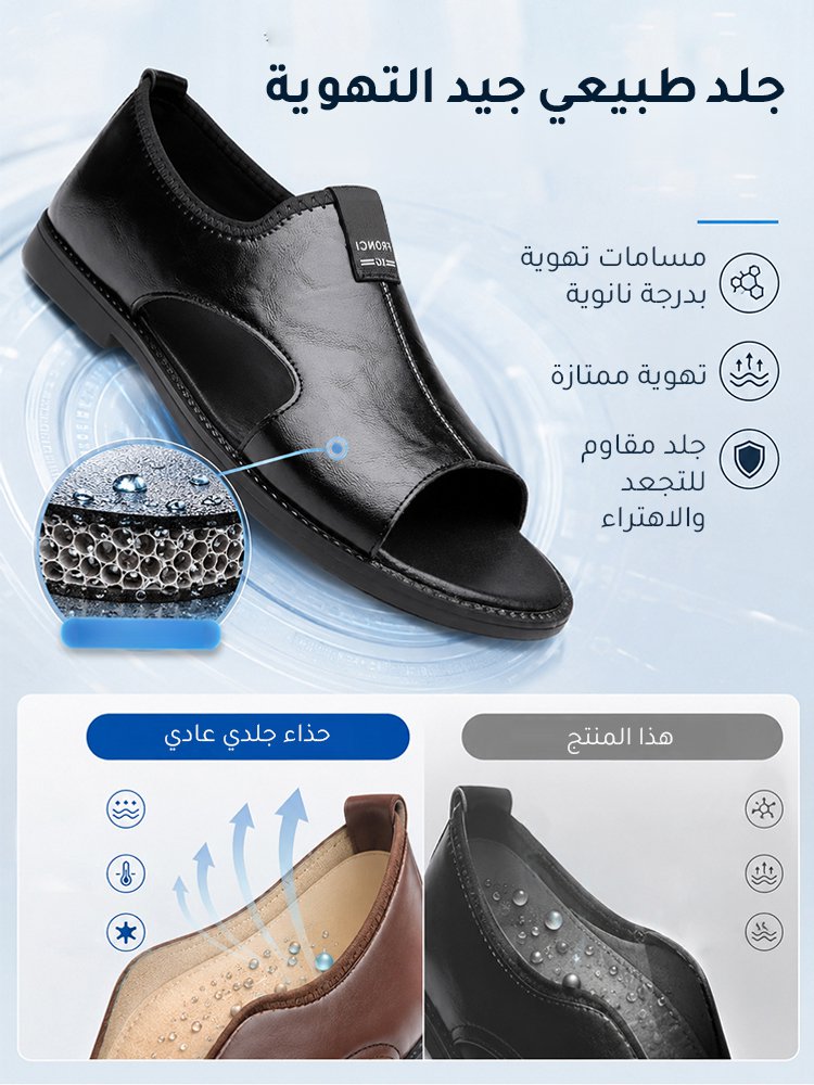 صندل جلدي فاخر بستايل تجاري ذو نعل مقاوم للانزلاق