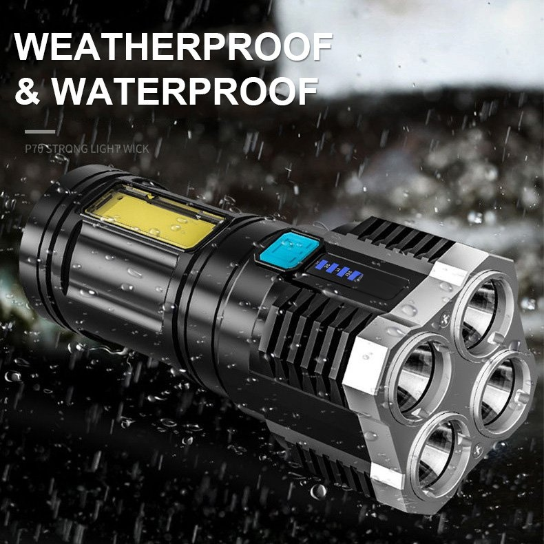 Four-eyes strong light USB charging flashlight