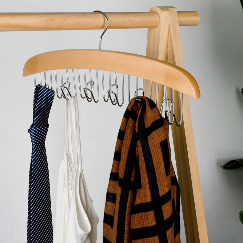 原木領帶收納架