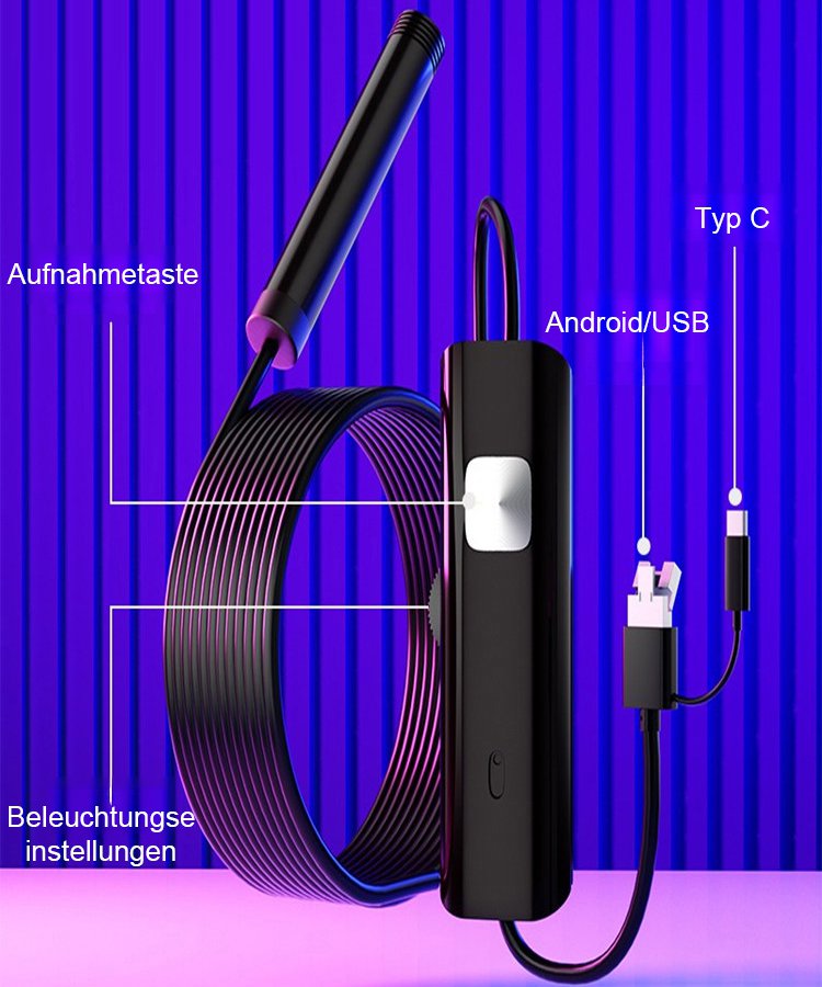 Industrieller verstellbarer Smartphone-Endoskop mit 8 LED-Lichtern und HD-Auflösung