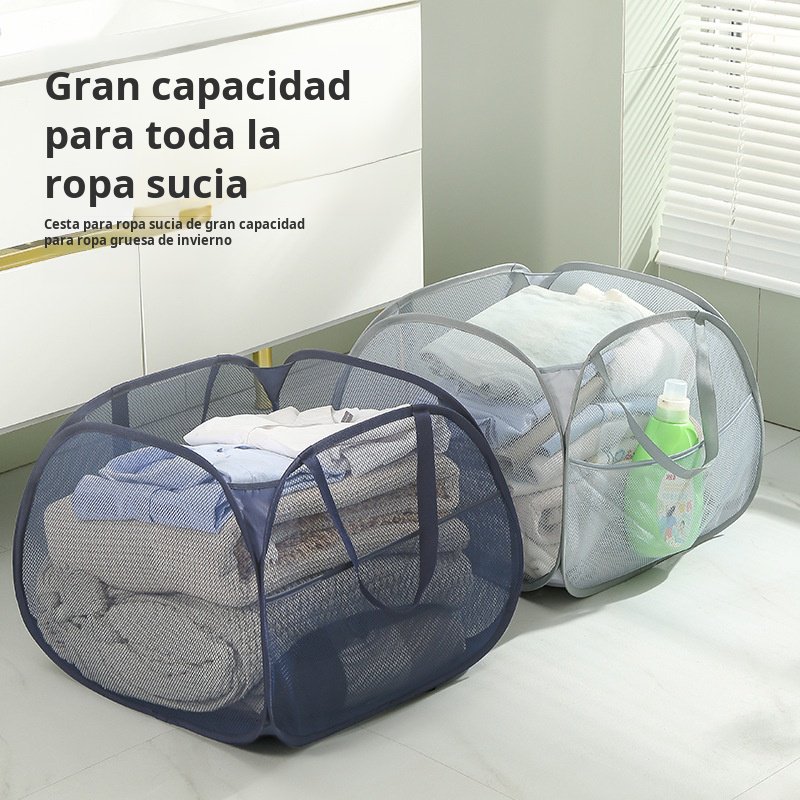 Cesta de ropa sucia plegable de gran capacidad de 90L, cesta de ropa sucia de gran apertura, cesta d