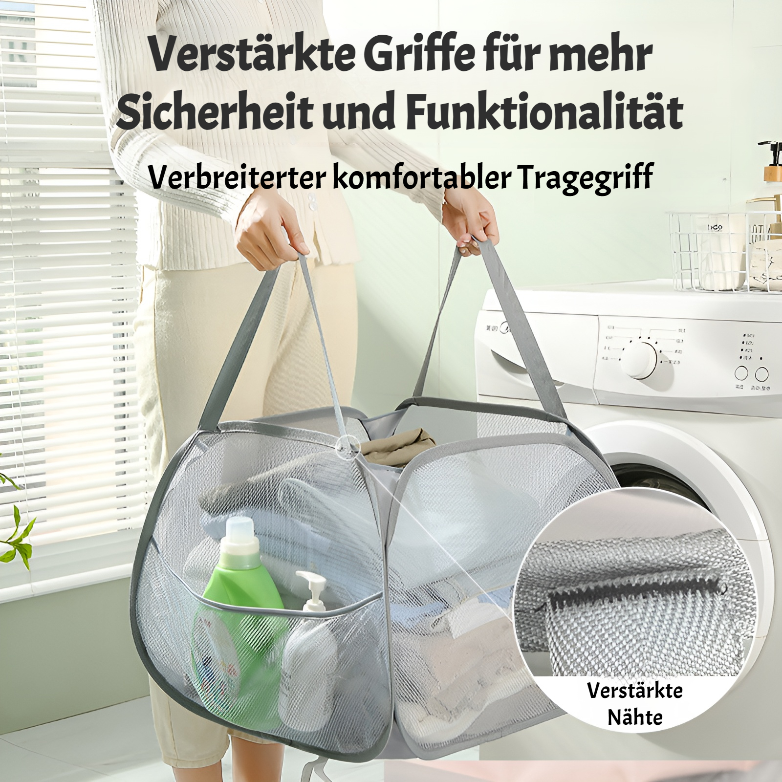 Großer Wäschekorb mit 90 l Fassungsvermögen, faltbarer Aufbewahrungskorb für schmutzige Kleidung, gr