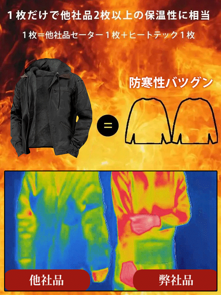 メンズフード付き裏起毛ジャケット