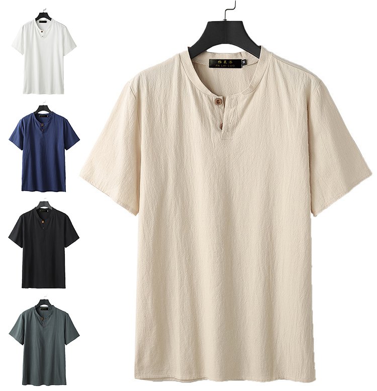 「皇室専用｜越後上布で仕立てた逸品」ヘンリーネックリネンTシャツ