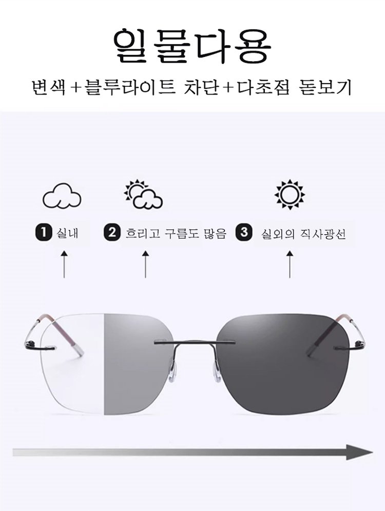 변색 줌 무테 돋보기 안경 [남녀공용]