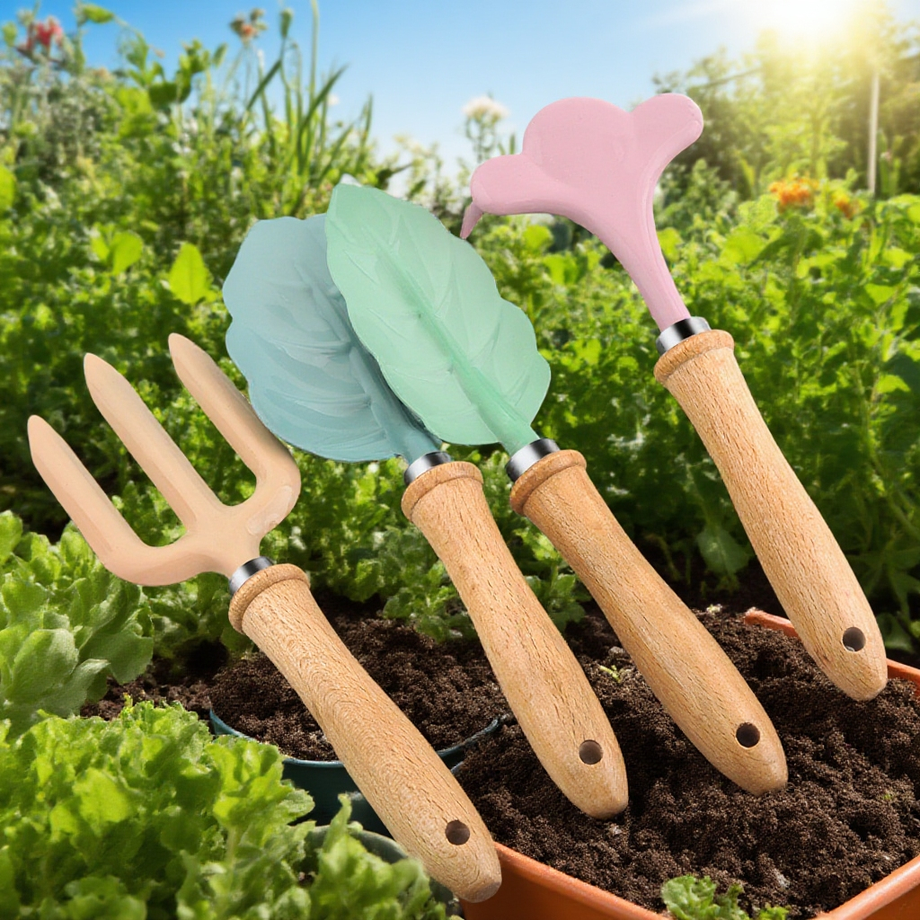 Robuste Kinder Gartengeräte im Einsatz