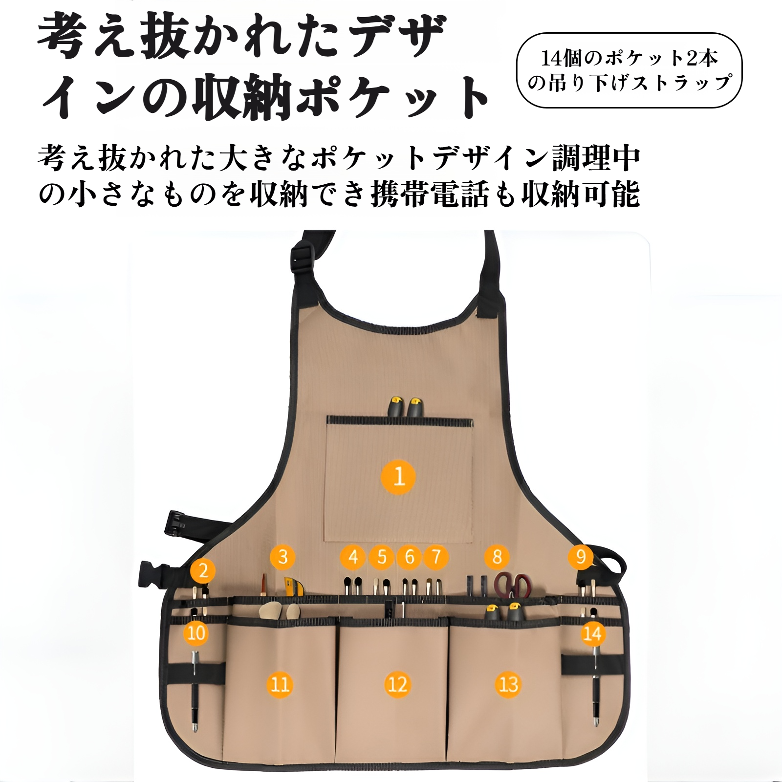 耐久性の高い素材を使用したエプロン