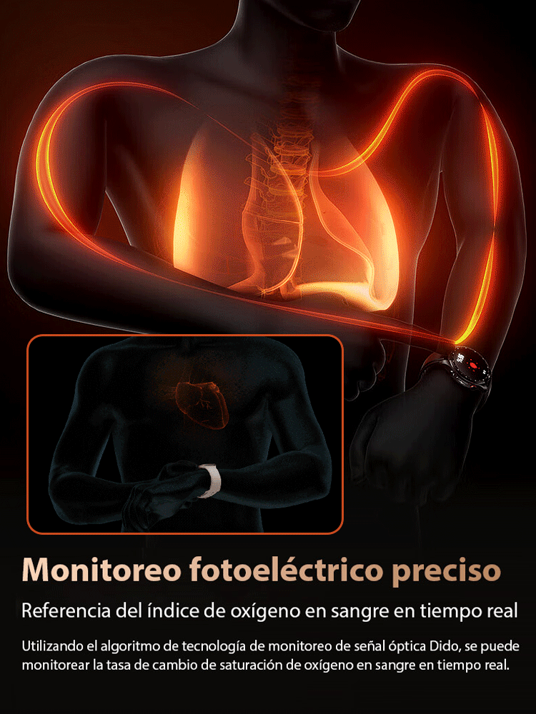 Reloj Watch4 Pro con correa de acero y medidor de glucosa