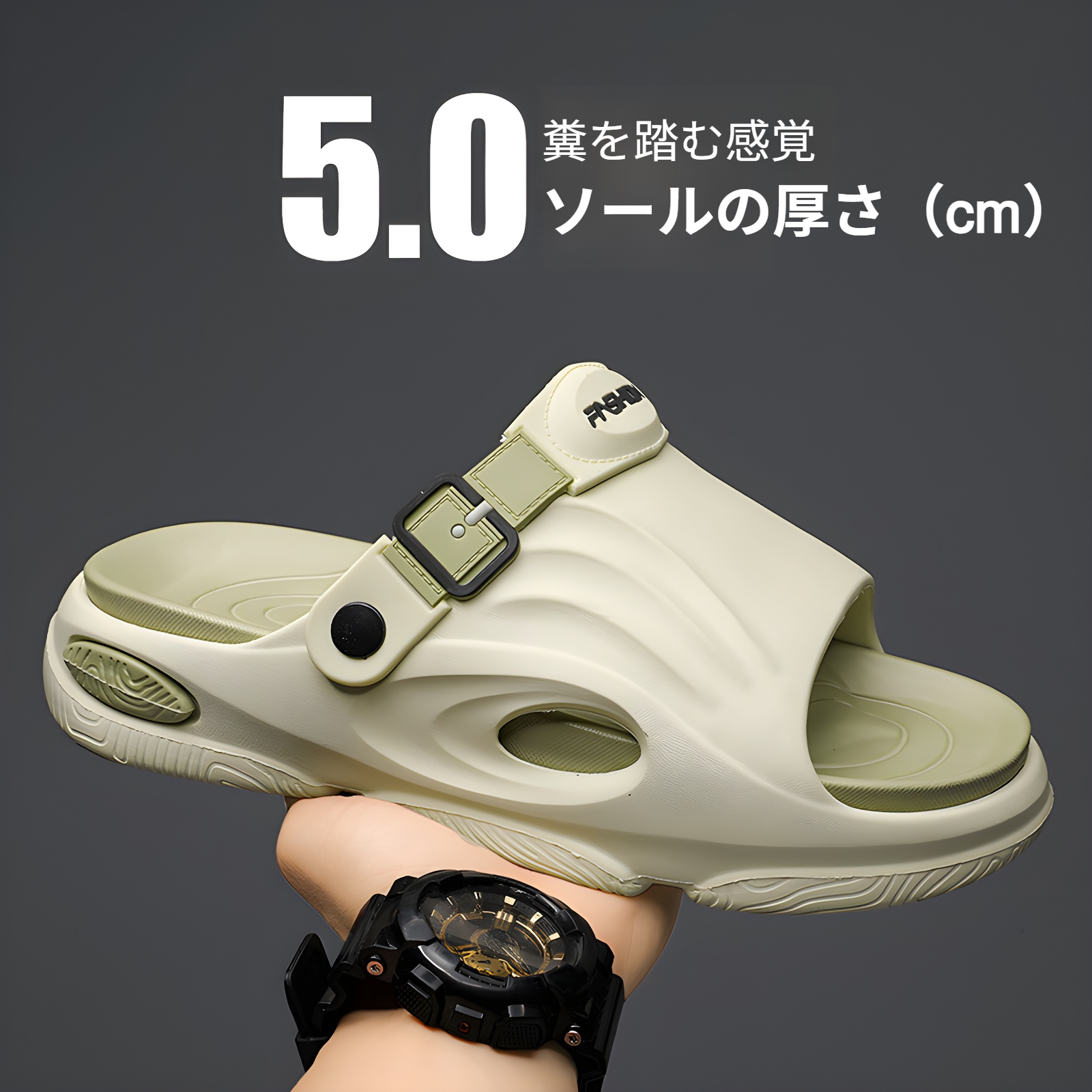 メンズ夏用スリッパ、滑り止め・便漏れ防止スリッパ、厚底スポーツ・アウトドア兼用スリッパ、運転・レジャービーチサンダル