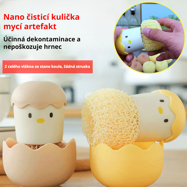 Kreativní čisticí koule z vláken ve tvaru vaječné skořápky a kuřete