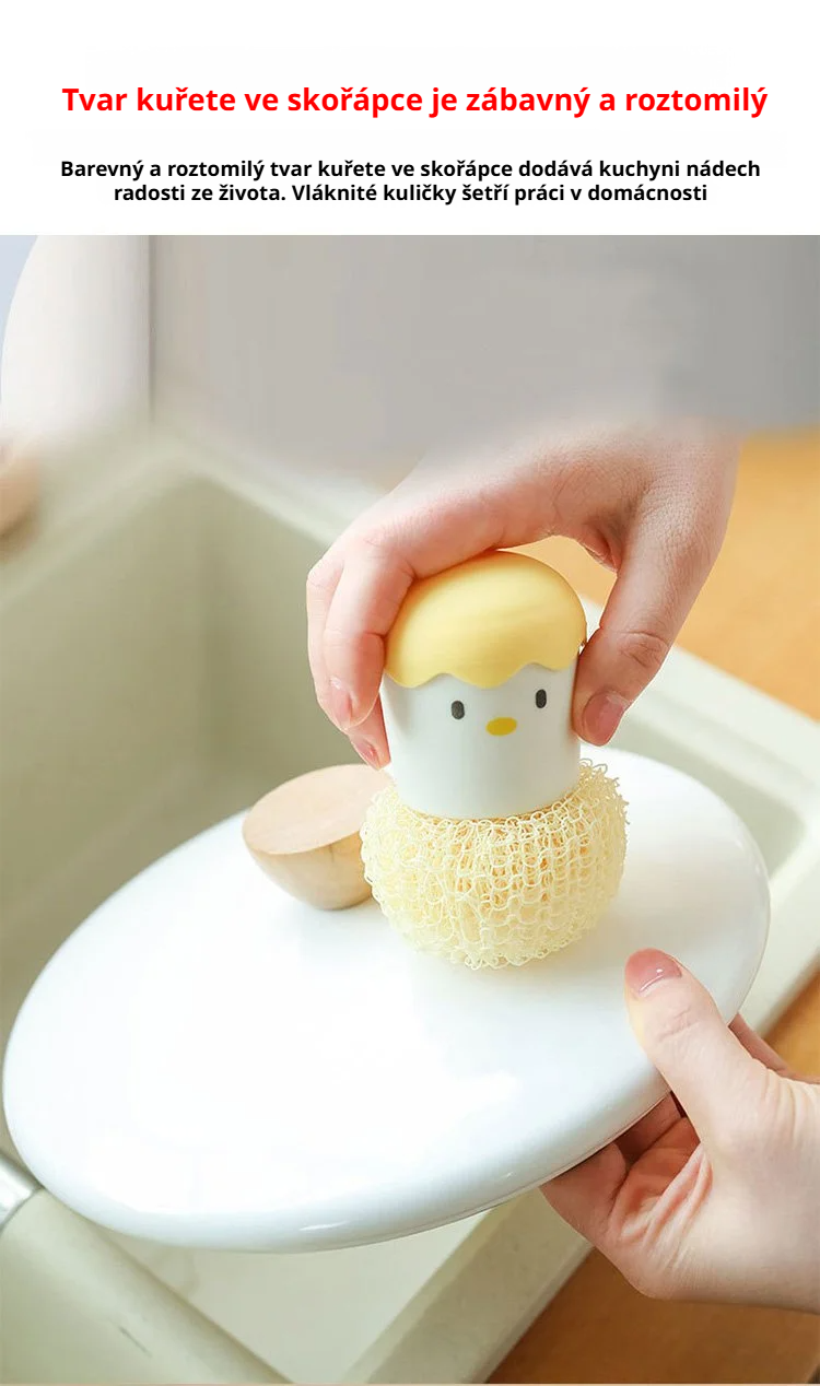 Detail čisticí koule s motivem kuřete