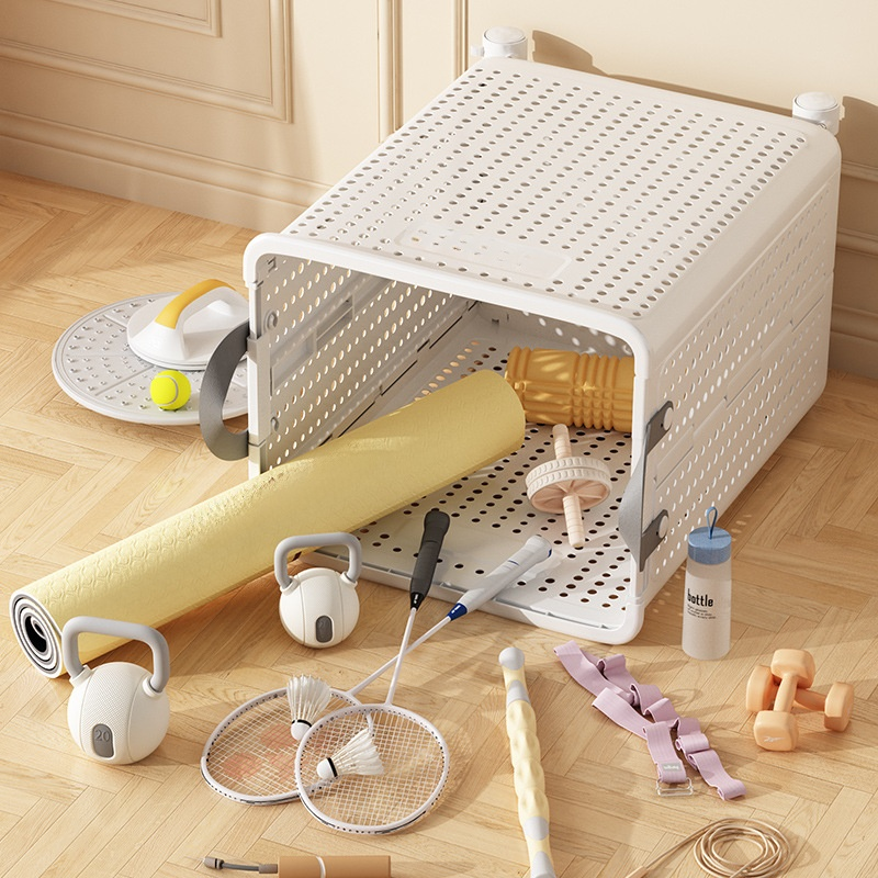 ตะกร้าเก็บเสื่อโยคะมีล้อ ชั้นวางอุปกรณ์กีฬาในครัวเรือน ชั้นวางแบดมินตัน ชั้นวางอุปกรณ์ฟิตเนส