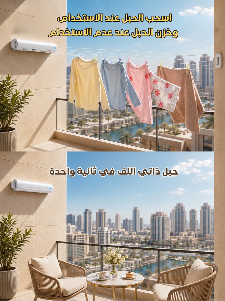 حبل غسيل قابل للسحب مقاوم لعاصفة بالمستوى العاشر