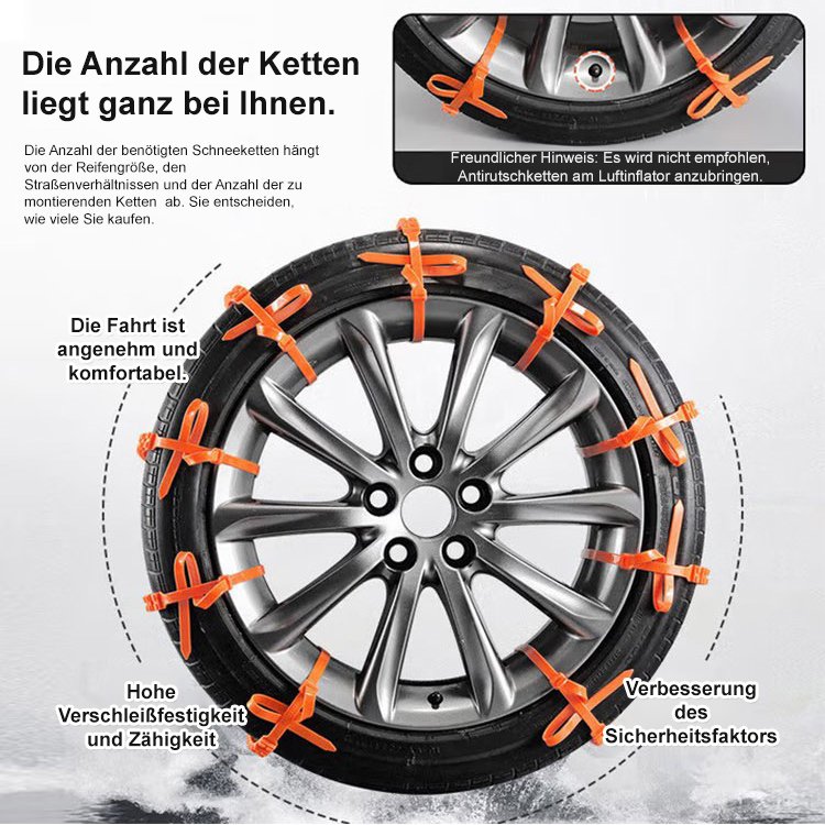 【Wiederverwendbar】Rutschfeste Nylon-Schneeketten