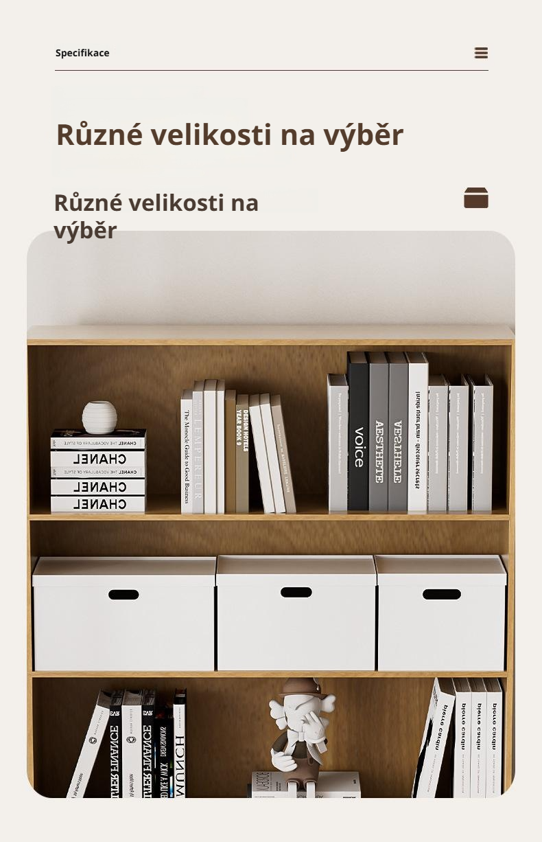 Detail úložné krabice ve stylu japonského regálu