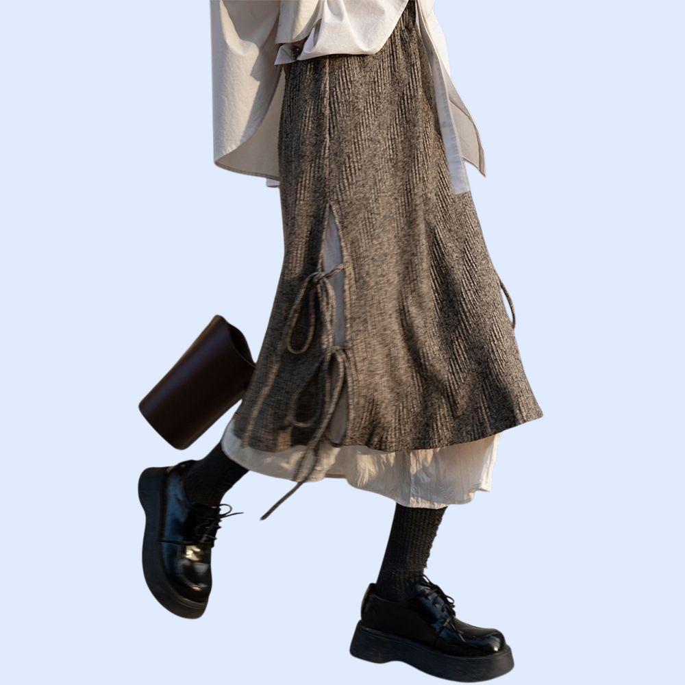 여성용 하이웨이스트 레이어드 스타일 스커트 가을겨울 신상