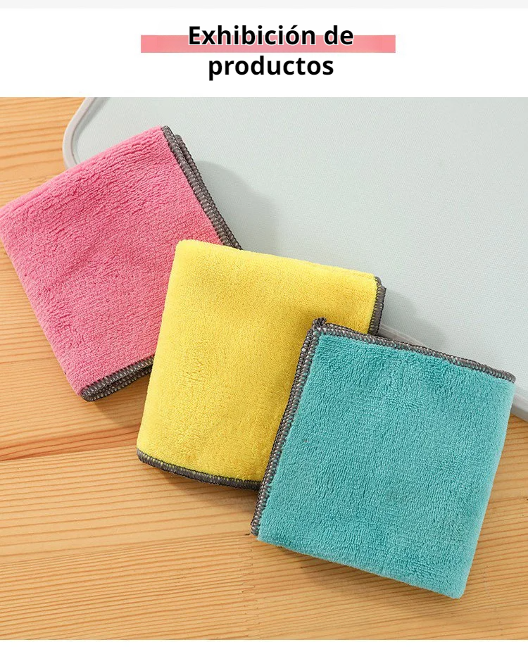 Uso del paño grueso de coralina para limpieza doméstica